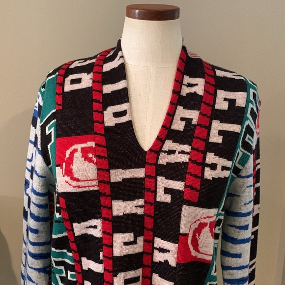 Maison Martin Margiela x H&M Sports Scarf V-Neck Multicolor Wool Sweater, Size M - Picture 5 of 16